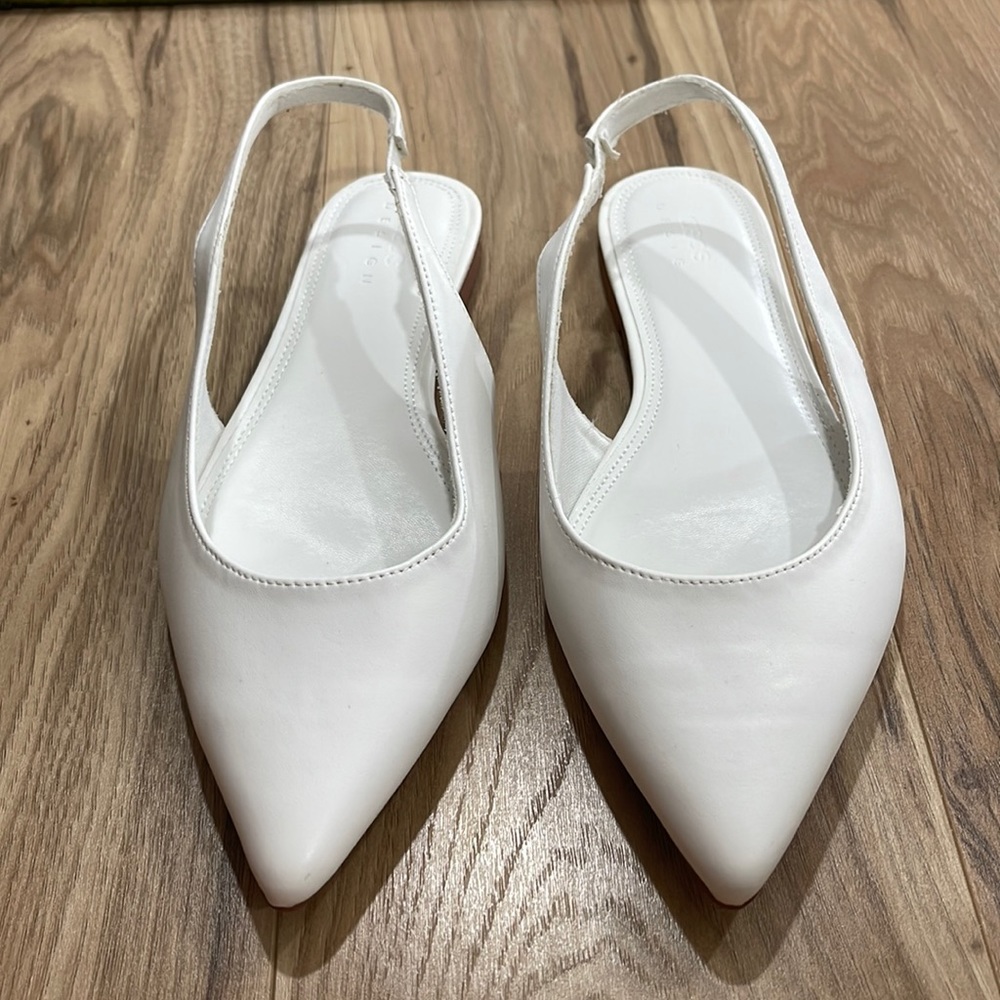 ASOS Design Wide Fit White Pointed Slingback Flats